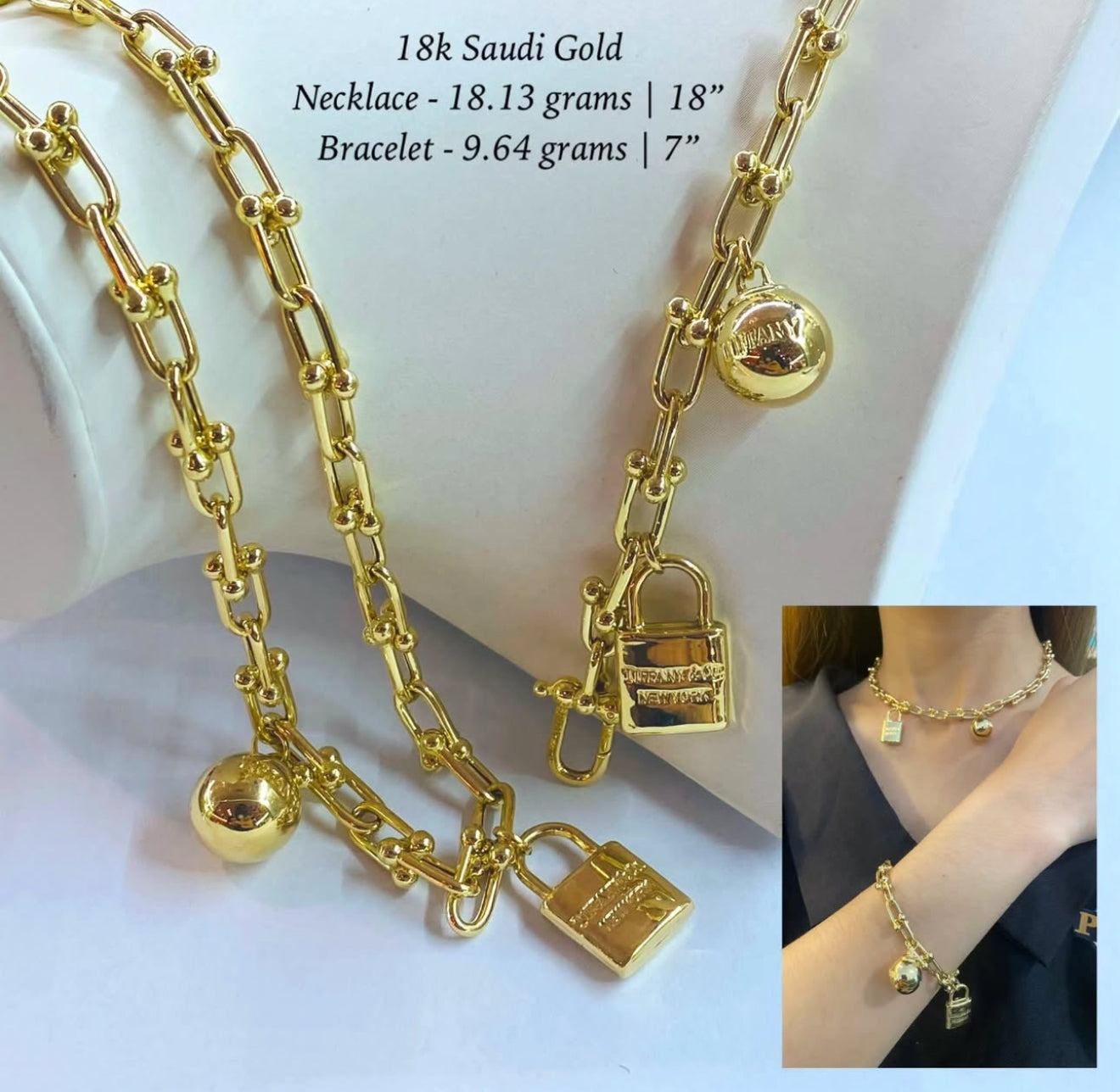 18K Guldhalsband & armband – Låt Lyxen Tala